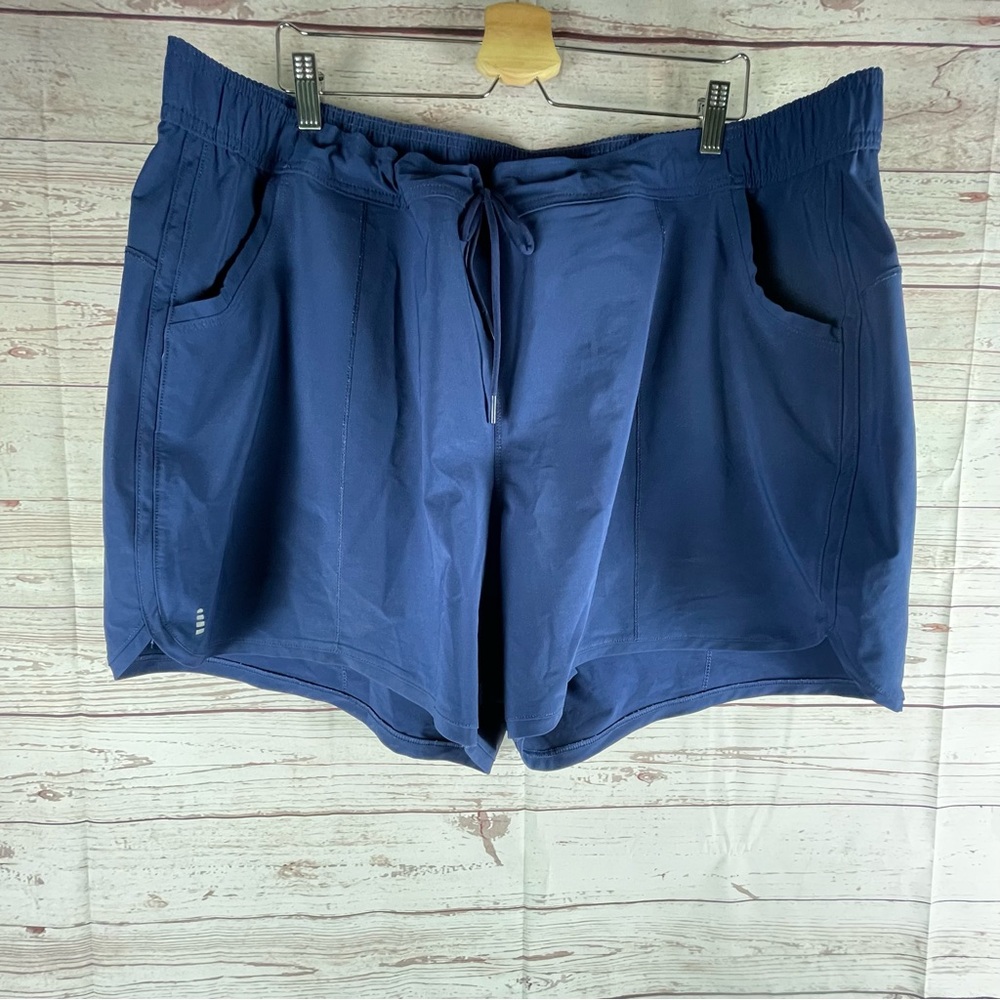 Lands End Women’s Sz 24W  Swim Shorts Navy Blue Drawstring Elastic Waist Modest